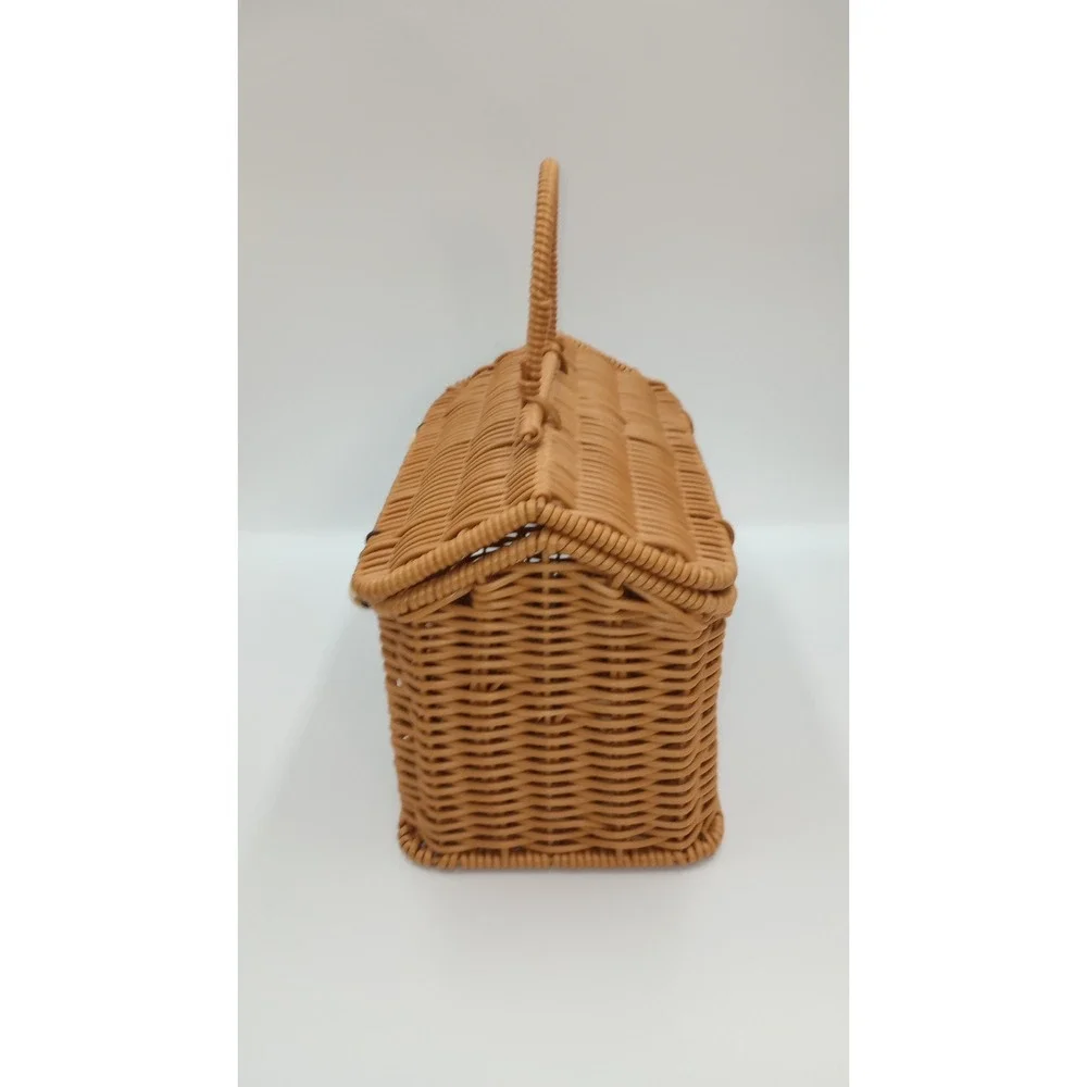 Cottage Woven Rattan Basket  Decor/ Sm Picnics/ Keepsakes Cottagecore Farmhouse